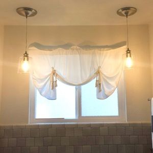 Window valance curtain white nautical rope ties